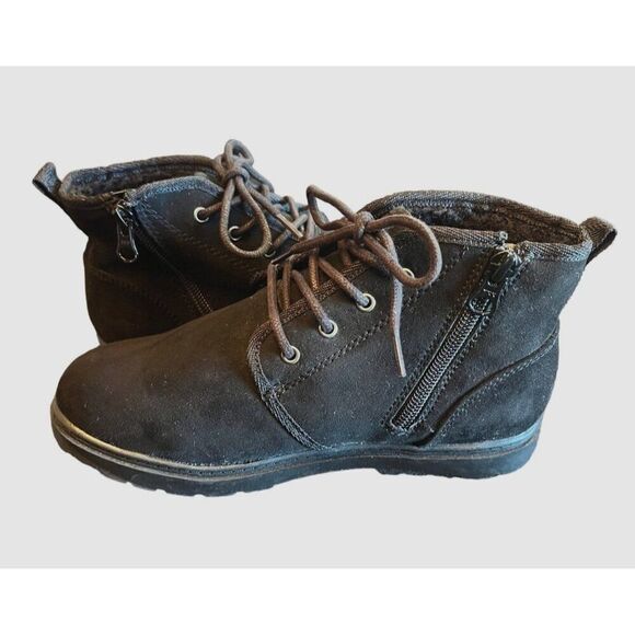 Cat & Jack Black Lace Up Boots‎ Youth Size 2 - Picture 3 of 4